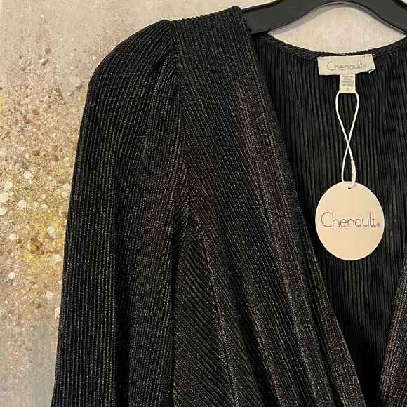 Chenault Metallic Crossover Peplum Blouse (NWT) - Picture 5 of 13